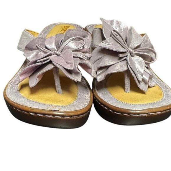 Born Lilac Purple Wedge Flower Comfortable Cushioned Sandal Size 7 - Picture 4 of 8